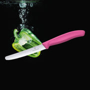 Swiss Classic Round Tipped Stainless Steel Utility Knife with Pink Fibrox Handle by Victorinox – 4.3", Polypropylene (PP), Pink, Model 6.7836.L115