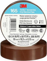 3M Vinyl Electrical Tape, 165 Temflex, 3/4 in W x 60 ft L, 6 mil Thick, Brown 165BR4A - 1 Each