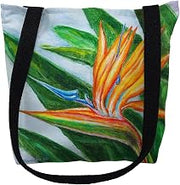 Betsydrake TY080S 13 x 13 in. Bird of Paradise Tote Bag - Small Black