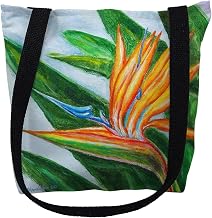 Betsydrake TY080S 13 x 13 in. Bird of Paradise Tote Bag - Small Black