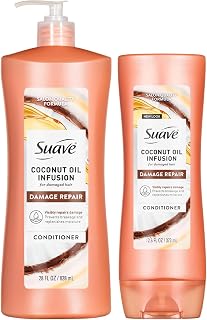 Suave Conditioner, Coconut Oil Infusion 2-Size Bundle – Hair Repair Treatment for Dry, Damaged Hair