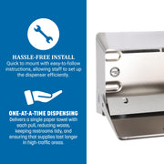 Mini C-Fold/Multifold Commercial Towel Dispenser by Carlisle FoodService Products – 250 Multifold/150 C-Fold, Stainless Steel, Chrome, Model T1950XC