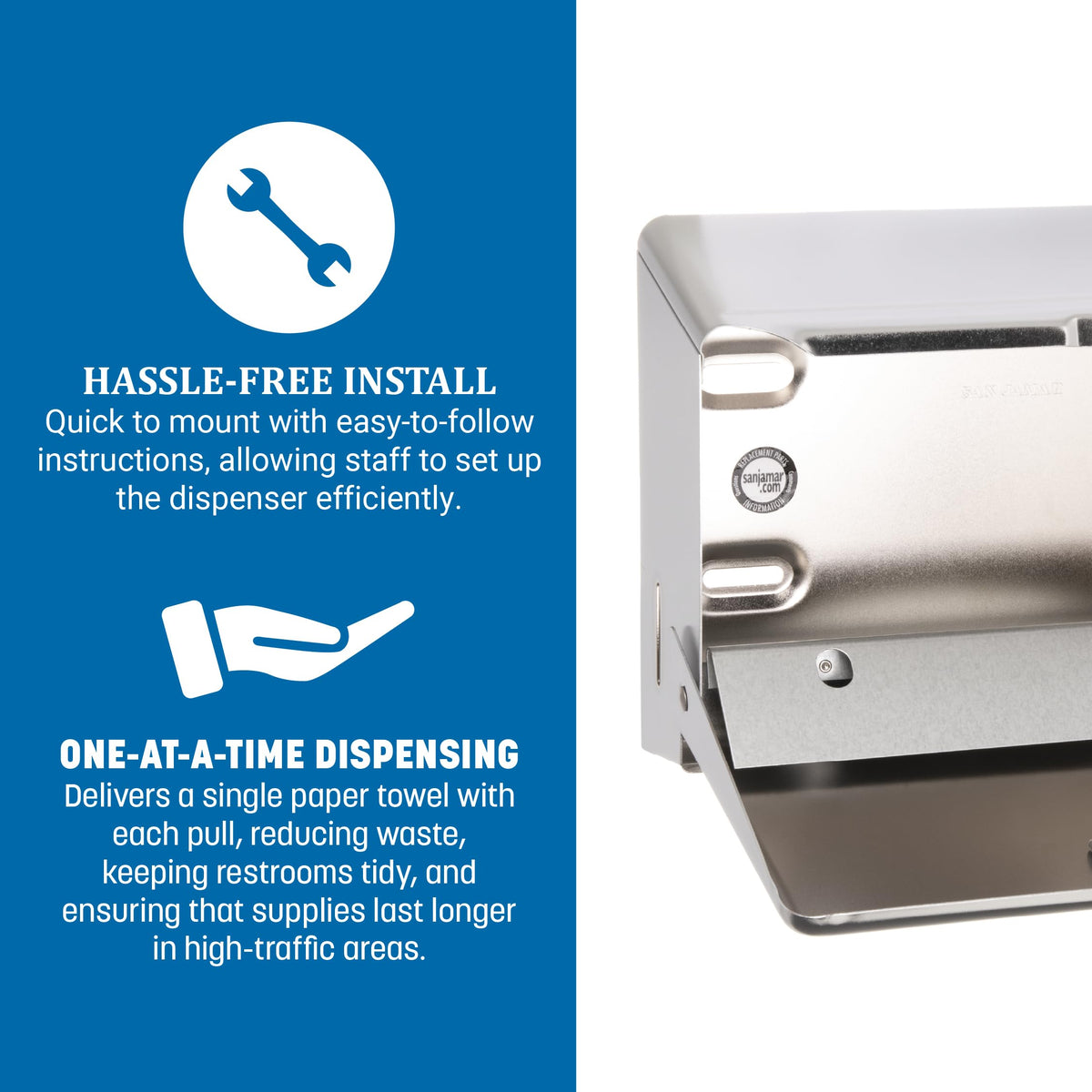 Mini C-Fold/Multifold Commercial Towel Dispenser by Carlisle FoodService Products – 250 Multifold/150 C-Fold, Stainless Steel, Chrome, Model T1950XC