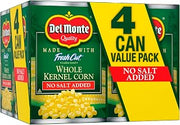 Del Monte Fresh Cut Golden Sweet Whole Kernel Corn With No Added Salt 4-15.25 Oz. Can, 15.25 Oz