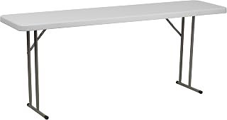 Flash Furniture 6 ft Plastic Folding Training Table, Granite White | Durable Construction, Commercial Use