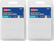 Avery Multi-Use Removable Labels, 1" x 3", White, Non-Printable, 72 Blank Labels Total (6728) (Pack of 2)