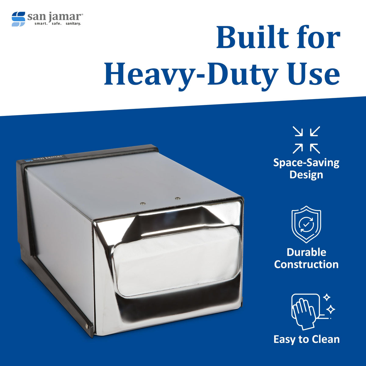 Fullfold Chrome Countertop Napkin Dispenser by San Jamar – Fullfold, Metal, Chrome, Model H3001XC