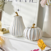 Festglox Resin Pumpkin Decor, White and Gold, Set of 2