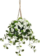 Nearly Natural 28in. UV Resistant Artificial Geranium in Hanging Basket (Indoor/Outdoor)