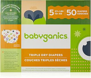 BabyGanics Diapers, Size 5, 50 ct, Ultra Absorbent Diapers