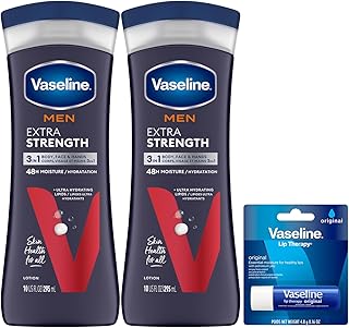Vaseline Men's 3-in-1 Lotion 10 Oz + Lip Therapy 0.16 Oz
