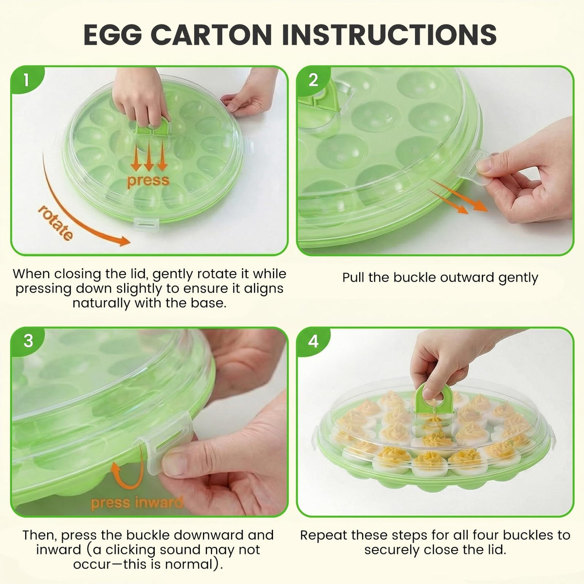Hansgo Deviled Egg Carrier with Lid, Holds 22 Eggs, 3 Pack Green
