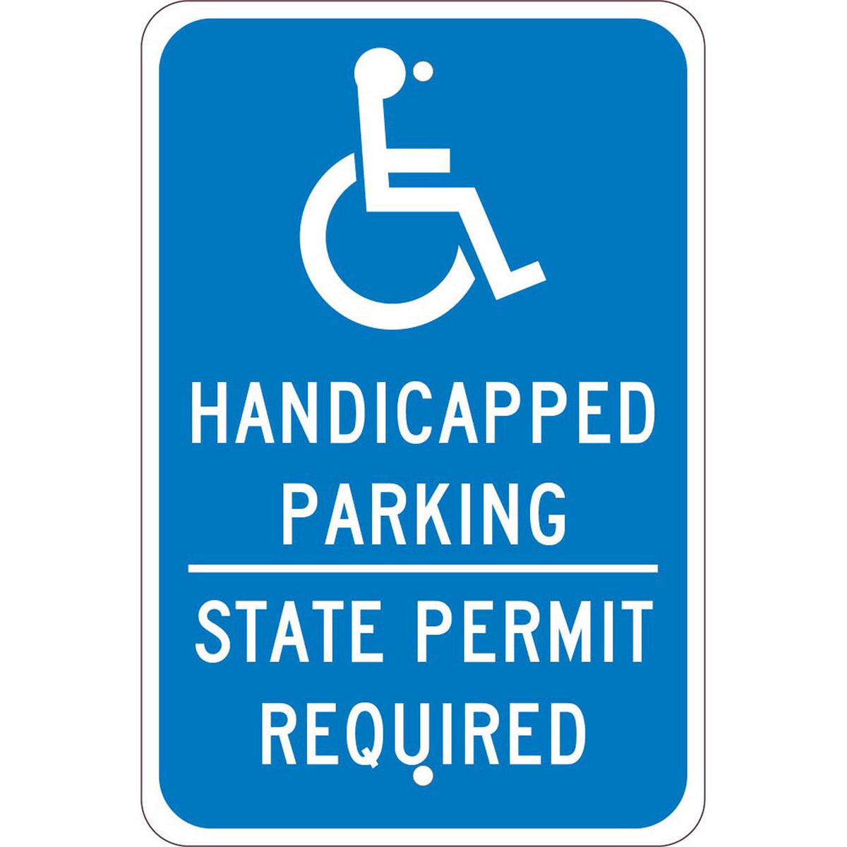 12X18".08 EGP REF Alum TX Handicap PERM REQ Sign by National Marker – 12 x 18 inches, Aluminum, Blue, Model TMS337J