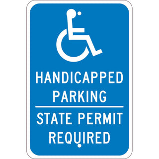 12X18".08 EGP REF Alum TX Handicap PERM REQ Sign by National Marker – 12 x 18 inches, Aluminum, Blue, Model TMS337J