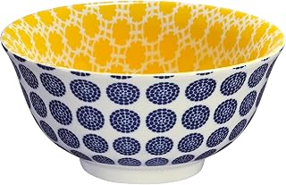Cilio Amici Decorated Porcelain Bowl, 17 Ounce Capacity, 6" D x 2.75" H, Set of 6, Dots Pattern