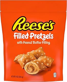 Reese's Filled Pretzels, Peanut Butter Pretzel Nuggets, Crunchy, Ready to Eat, Sweet and Salty Snack, 9oz Resealable Bag
