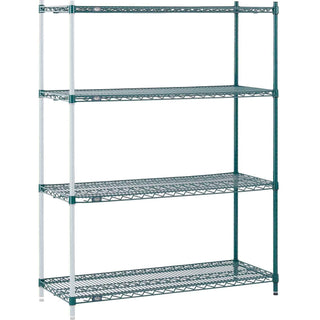 48W x 12" D x 86" H Wire Shelving Add-On by Nexel – Epoxy, Green Epoxy, Model A12488G
