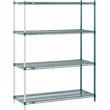 48W x 12" D x 86" H Wire Shelving Add-On by Nexel – Epoxy, Green Epoxy, Model A12488G