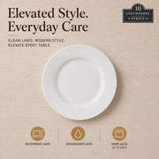 Simply Round 6" Appetizer Plate by 10 Strawberry Street – 6" Appetizer, Ceramic, White, Pack of 6, Model 6RD-6ACE-TSS
