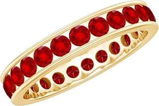 Lab Grown Ruby Channel Set Eternity Ring, Aaaa Quality