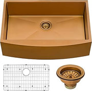 Ruvati Copper Tone 33-inch Apron-Front Farmhouse Kitchen Sink - Matte Bronze Stainless Steel Single Bowl - RVH9733CP