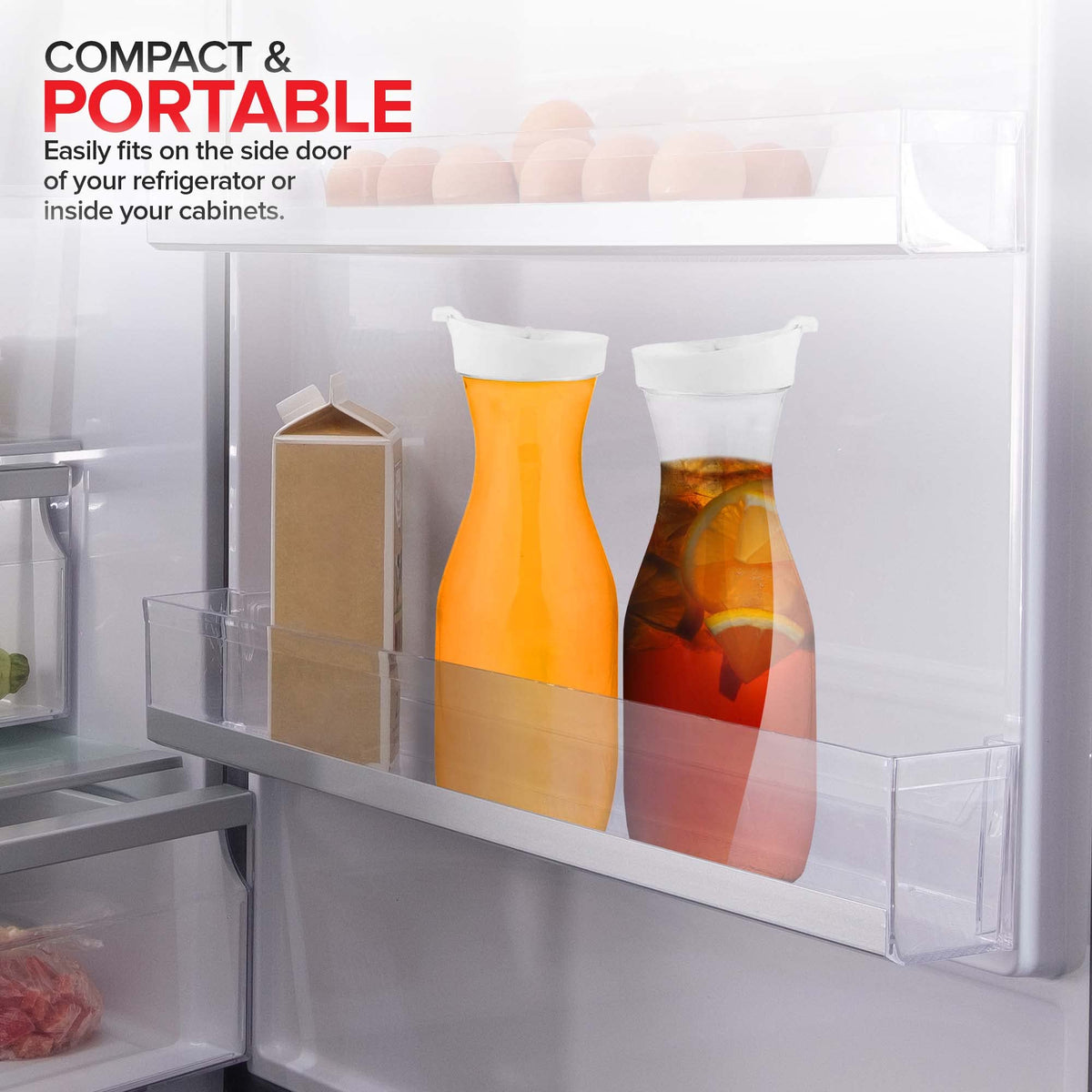 Plastic Juice Carafe with Lids Set of 72 32oz Clear Carafes for Drinks Water Milk Pantry Storage and Mimosa Bar by Stock Your Home – 32 ounces, Model Stock Your Home 3382_Case
