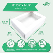 SOUTHERN CHAMPION TRAY White / 12" x 8" x 2.25" / White Window Bakery Take Out Containers