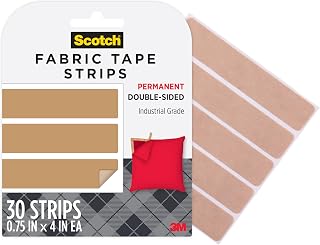 Scotch Permanent Fabric Tape Strips, 0.75 in. x 4 in., 1-Pack, 30 Strips