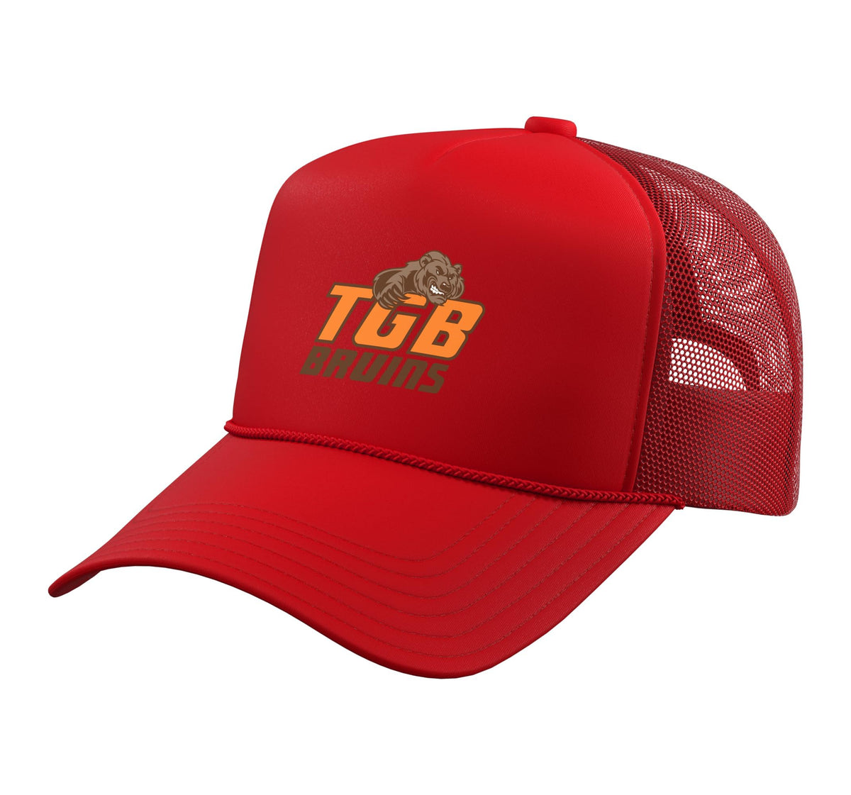 Trevor Browne Bruins Trucker Hat with Adjustable Mesh Back by Trevor Browne High School, Phoenix, AZ 85033 – Polyester, Red