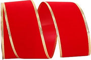 Reliant Ribbon 3700R-615-40H Velvet-polypro Regal Wired Edge Ribbon, 2-1/2 Inch X 20 Yards, Medium Red