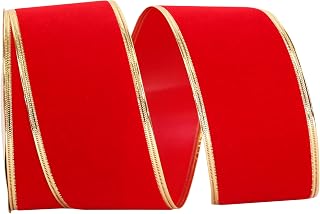 Reliant Ribbon 3700R-615-40H Velvet-polypro Regal Wired Edge Ribbon, 2-1/2 Inch X 20 Yards, Medium Red