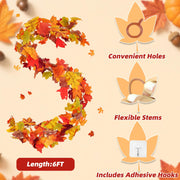 Mega-Loopolis Maple Leaf Garland, 12 Ft Total Length, Classic Fall