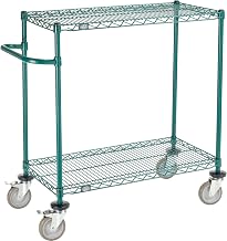 Nexel 2 Shelf Cart, Poly-Green, 36"L x 18"W x 40"H, Polyurethane Brake Casters