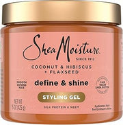Shea Moisture Coconut & Hibiscus Define & Shine Styling Gel 15oz | For curly hair - hydrates, defines, and controls frizz with Coconut Oil, Flaxseed and Glycerin for lasting hold.