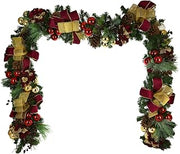 9' Holiday Garland with Hydrangeas, Bows, and Ornaments