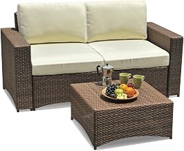 Studio Shine 3 Piece Modular Patio Loveseat Set in Dark Brown