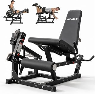 Mikolo Leg Extension and Curl Machine, Adjustable Seated Leg Extension Machine for Home Gym, Lying Leg Curl Machine for Lower Body Workouts, Leg Workout Equipment with Dynamic Resistance