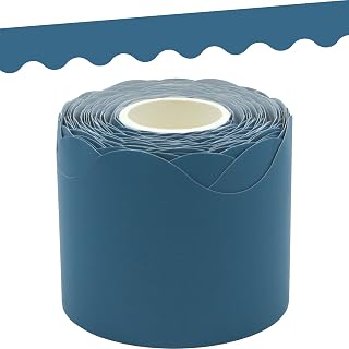 Teacher Created Resources Slate Blue Scalloped Rolled Border Trim - 50ft - Decorate Bulletin Boards, Walls, Desks, Windows, Doors, Lockers, Schools, Classrooms, Homeschool & Offices