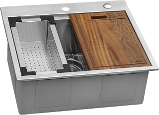 Ruvati 25x22-in 16-Gauge Workstation Drop-in Kitchen Sink - RVH8023
