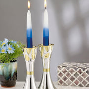 Rite Lite Shabbat Candles, Premium Hand Dipped Wax, Blue and White Tricolor 12 Pack