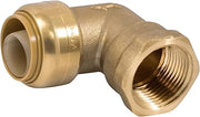 SharkBite 3/4 Inch x 3/4 Inch 90 Degree Female Adapter Elbow, Push to Connect Brass Plumbing Fitting, PEX Pipe, Copper, CPVC, PE-RT, HDPE, U314LFA