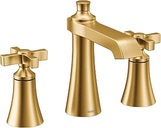 Moen Flara Brushed Gold Two-Handle Adjustable Widespread Cross Handle Bathroom Faucet Trim Kit, Valve Included, TVS6985BG