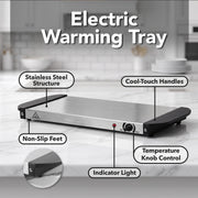 Ovente Electric Warming Tray, Adjustable Temperature Control, Silver