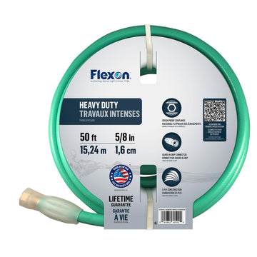 5/8-Inch x 50-Foot Heavy Duty 5-Ply Garden Hose by Flexon – 50 FT, Polyvinyl Chloride (PVC), Green, Model FXG5850CNEC