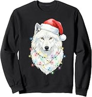 White Wolf Christmas Lights Festive Xmas Arctic Animal Sweatshirt