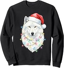 White Wolf Christmas Lights Festive Xmas Arctic Animal Sweatshirt