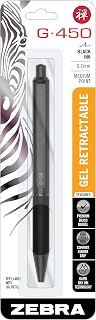 Zebra Pen STEEL G-450 Retractable Gel Pen, Black Ink, 0.7mm, 1-Pack