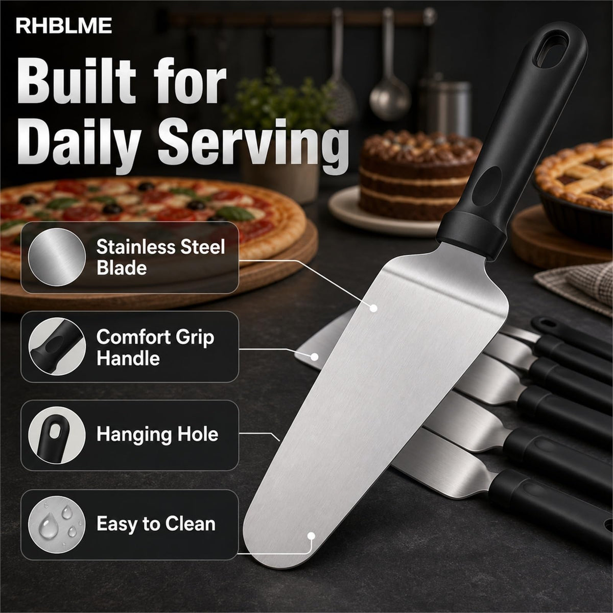 RHBLME Pizza Spatula Set, Stainless Steel with Plastic Handle, 25 Pack