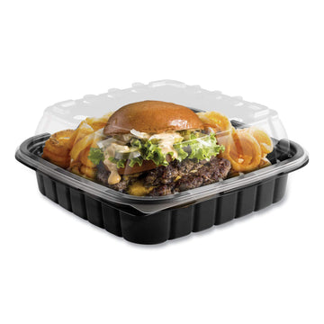 Crisp Foods Technologies Containers by Anchor Packaging – 8.46 x 8.46 x 3.16 inches, 32.0 ounces, Polypropylene, Black, Model CDCF85321
