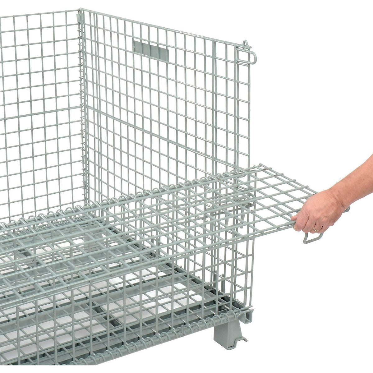 Wire Mesh Folding Open-Top Container by Global Industrial – 30.4 cubic_feet, Wire Mesh 2"x2", Gray Powder Coat Finish, Model 493395